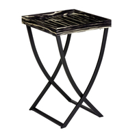 Lambert Tracy Zebrano Tabletttisch - schwarz-weiß - 43x43 cm - Höhe 66 cm