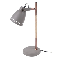 Leitmotiv Mingle Tischlampe copper - grey with wood print & copper - Ø 12 cm - Höhe 45 cm
