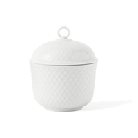 Lyngby Porcelæn Rhombe Zuckerdose - weiss - Ø 8, 5 cm