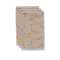 Pip Studio Les Fleurs Gästetuch - 3er Set - khaki - 3er Set: 30x50 cm