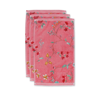 Pip Studio Les Fleurs Gästetuch - 3er Set - pink - 3er Set: 30x50 cm