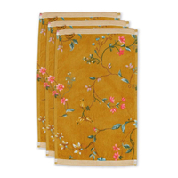 Pip Studio Les Fleurs Gästetuch - 3er Set - yellow - 3er Set: 30x50 cm