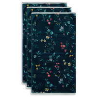 Pip Studio Les Fleurs Handtuch - 3er Set - dark blue - 3er Set: 55x100 cm