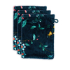 Pip Studio Les Fleurs Waschhandschuh - 3er Set - dark blue - 3er Set: 16x22x3 cm