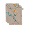 Pip Studio Les Fleurs Waschhandschuh - 3er Set - khaki - 3er Set: 16x22x3 cm