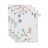 Pip Studio Les Fleurs Waschhandschuh - 3er Set - white - 3er Set: 16x22x3 cm