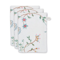 Pip Studio Les Fleurs Waschhandschuh - 3er Set - white - 3er Set: 16x22x3 cm