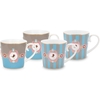 PiP Studio Love Birds großer Becher - 4er Set - blue-khaki - 4 Tassen à 250 ml