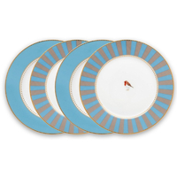 PiP Studio Love Birds Kuchenteller - 4er Set - blue-khaki - 4 Teller à Ø 17 cm