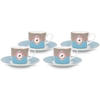 PiP Studio Love Birds Tasse und Untertasse - 4er Set - blue-khaki - 4er Set - 200 ml