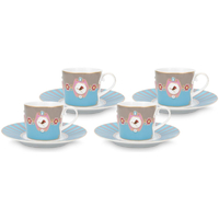 PiP Studio Love Birds Tasse und Untertasse - 4er Set - blue-khaki - 4er Set - 200 ml