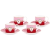PiP Studio Love Birds Tasse und Untertasse - 4er Set - red-pink - 4er Set - 200 ml