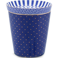 Pip Studio Royal Dots Becher mit Teebeutel-Ablageteller - blue - 2er Set - Becher: 230 ml + Teller: Ø 9 cm