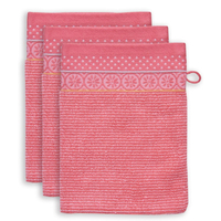 Pip Studio Soft Zellige Waschhandschuh - 3er Set - coral - 3er Set: 16x22x3 cm