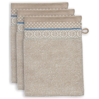 Pip Studio Soft Zellige Waschhandschuh - 3er Set - khaki - 3er Set: 16x22x3 cm