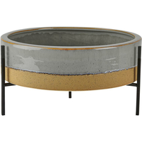 Villa Collection Ceramics Blumentopf mit Metallgestell - bluegrey - Höhe 21 cm