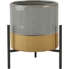 Villa Collection Ceramics Blumentopf mit Metallgestell - bluegrey - Höhe 26 cm
