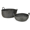 Villa Collection Natural Stone & Black Nordic Korbset mit Henkeln - schwarz - Ø 60 cm - Höhe 26 cm - Ø 46 cm - Höhe 18 cm