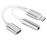 2 in 1 USB C Type C to 3.5mm Headphone Audio Aux Jack Charge Adapter Cable