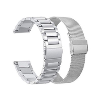 2 Pack Stainless Steel And Mesh Strap Bracelet Replacement Set for Huami Amazfit Bip Amazfit Bip lite Amazfit GTS
