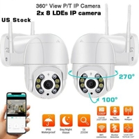 2 x HD 1080P IP Camera Outdoor WiFi PTZ CCTV Security Wireless Smart Home IR Cam