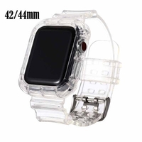 2020 New Transparent iWatch Band Strap with Rugged Bumper Case Compatible with Apple Watch 44mm iWatch Series 5 4