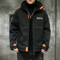 2020 Winter Padded Hooded Men Loose Collarless Teenagers Zipper Leisure Thick Warm Coat