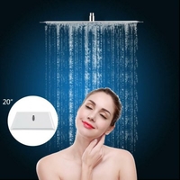 20inch Stainless Steel Square Rain Shower Head Rainfall Bathroom Top Sprayer