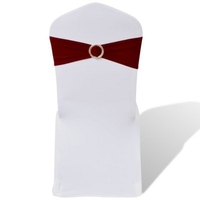 25 pcs White Stretchable Decorative Chair Band with Diamond Buckle