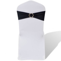 25 pcs White Stretchable Decorative Chair Band with Diamond Buckle