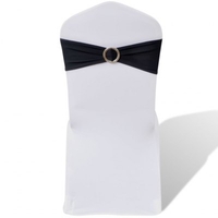 25 pcs White Stretchable Decorative Chair Band with Diamond Buckle
