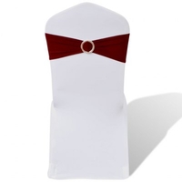 25 pcs White Stretchable Decorative Chair Band with Diamond Buckle
