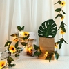 2M 30LEDs Artificial Sun Flower Vine LED String light Wedding Decorative Real Touch Silk Flowers With Green Leaves for Home Hanging Garland Decor