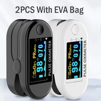 2PCS Digital Finger Oximeter Portable Electronic LED Display Fingertip Pulse Oximeter With EVA Bag