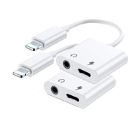 2pcs Lightning to 3.5mm Headphones Jack Adapter 2 in 1 Charger + Aux Audio Splitter Dongle Adapter for iPhone 7/7Plus/8/8Plus/11/X/XR/XS
