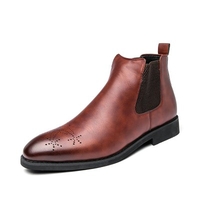 AILADUN Men Boots Fashion Carved British Casual Leather Shoes