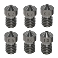 Alfawise 3D Printer Accessories E3D Nozzle Hardened Steel Mould Steel Super Hard Nozzle Nozzle Wear-resistant and Corrosion-resistant 5PCS