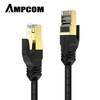AMPCOM CAT7 Flat Ethernet Cable Shielded RJ45 Network Patch Cable 10Gbps 600MHz Gold Plate Lan Cable
