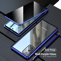 Anti Peeping Privacy Glass Case for Samsung Galaxy Note 20 Ultra Case Metal Magnetic Case for Samsung Note 20 360 Full Cover
