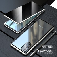 Anti Peeping Privacy Glass Case for Samsung Galaxy Note 20 Ultra Case Metal Magnetic Case for Samsung Note 20 360 Full Cover
