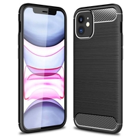 ASLING Carbon Fiber TPU Soft Back Cover Phone Case for iPhone 12 mini/iPhone 12 / iPhone 12 Pro / iPhone 12 Pro Max