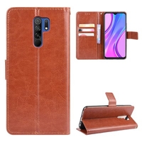 ASLING PU Leather Phone Case with Holder Wallet Card Storage Cover for Xiaomi Redmi 9