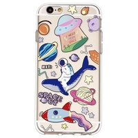Astronaut Riding Whale Ring Planet Parade Pattern Phone Case Cover Shell TPU Material for iPhone