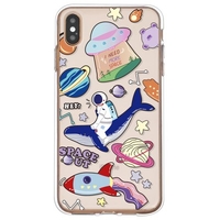 Astronaut Riding Whale Ring Planet Parade Pattern Phone Case Cover Shell TPU Material for iPhone