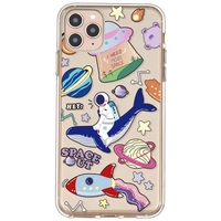 Astronaut Riding Whale Ring Planet Parade Pattern Phone Case Cover Shell TPU Material for iPhone