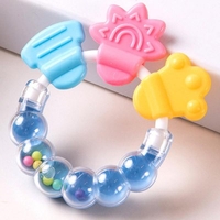 Baby Teether Toys Toddle Safe BPA Free Banana Teething Ring Silicone Chew Dental Care Toothbrush Nursing Beads Gift for Infant