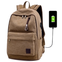 Backpack Male High School Students Bag Man Portable External Rechargeable USB Casual Canvas Computer Bag Travel Bag