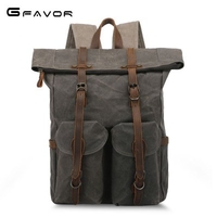 Backpack Source Crazy Horse Oil Wax Canvas Bag Backpack Bag Outdoor Water Resistant M