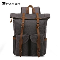 Backpack Source Crazy Horse Oil Wax Canvas Bag Backpack Bag Outdoor Water Resistant M
