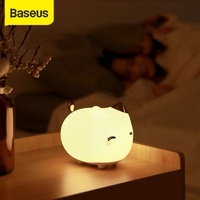 Baseus Cute LED Night Light Soft Silicone Touch Sensor Night Light for Children Kids Bedroom Rechargeable Tap Control Night Lamp from Xiaomi Youpin